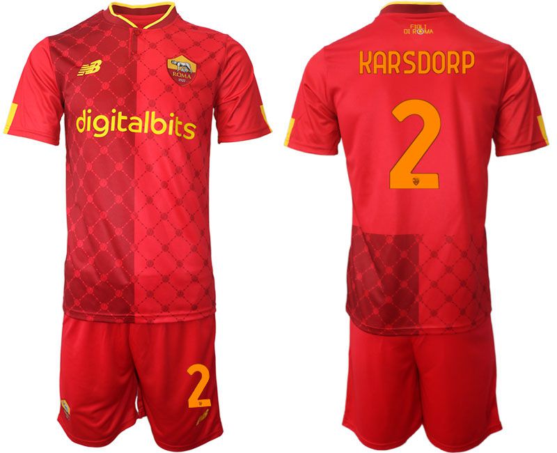 Men 2022-2023 Club AS Rome home red 2 Soccer Jersey